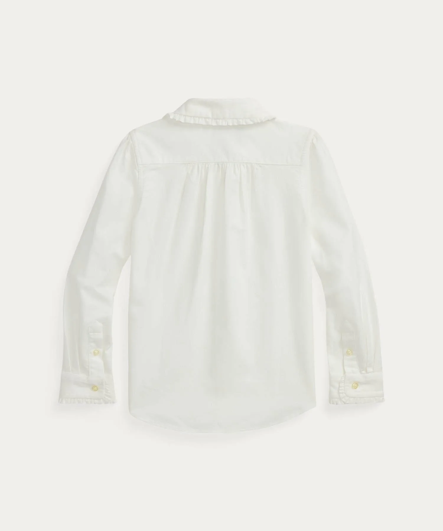 (Для девочек, 2-6 лет) Хлопковая рубашка-оксфорд с оборками Polo Ralph Lauren, 100 White — фото 2