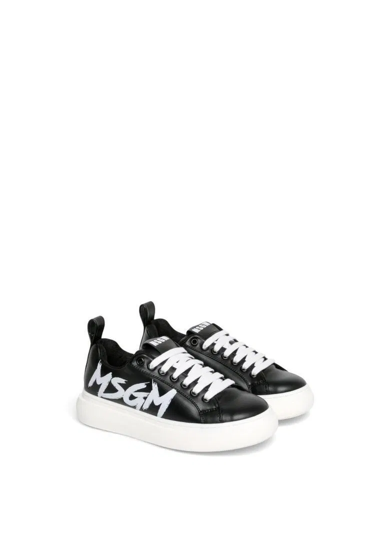 Кроссовки из искусственной кожи, детские Msgm, черный — фото 3