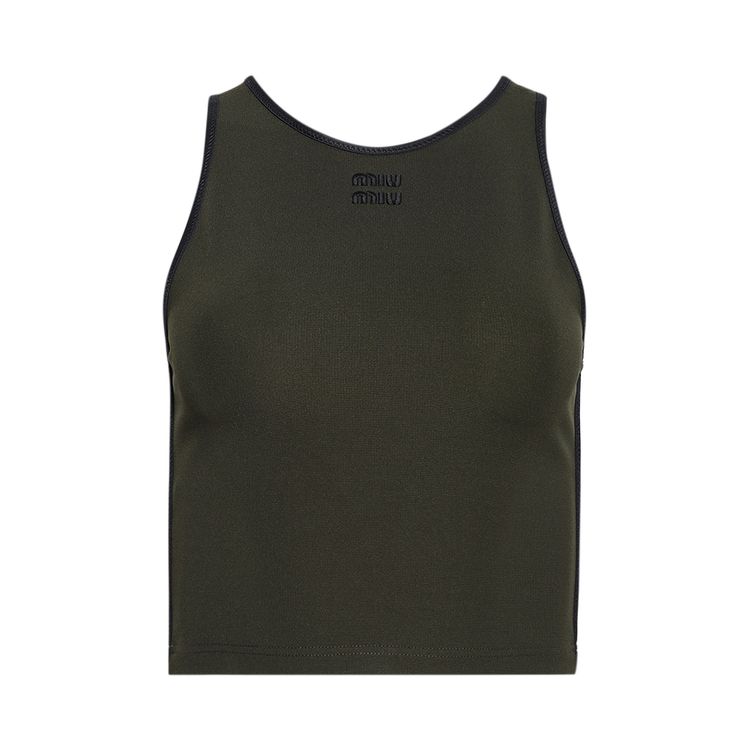 

Топ Miu Miu Viscose Blend Tank Top 'Military Green', зеленый
