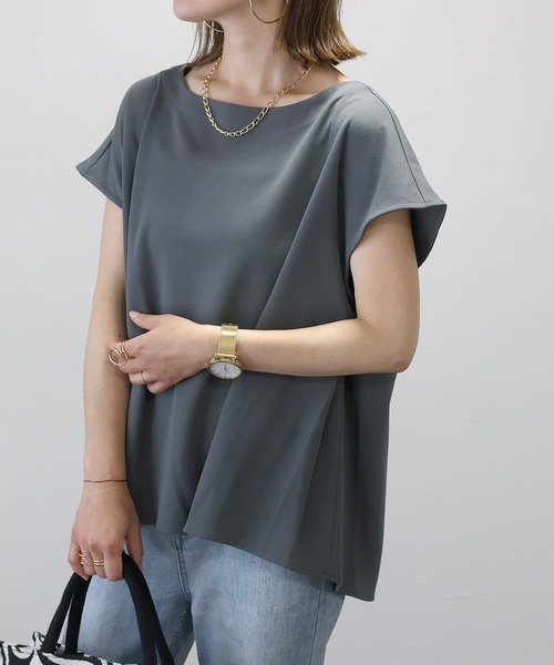

Футболка из жоржета с боковыми складками и французским кроем Aletta Vita, серый