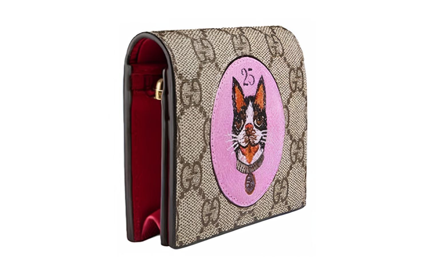 Кошелек GG Supreme Canvas With Leather Card Holder, Regular, женский, Ebony/Pink/Red GUCCI, Set (Bag+Dust Bag) — фото 2