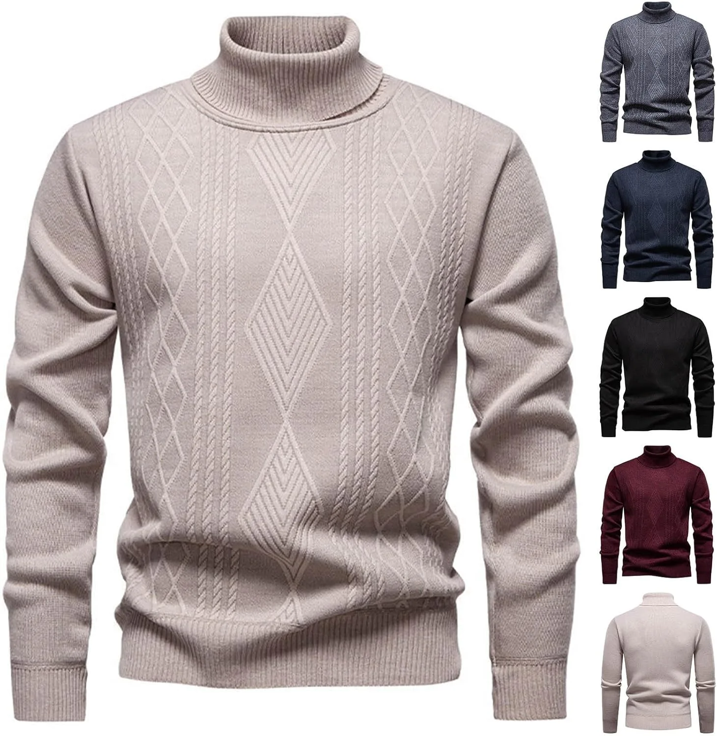 

Мужской свитер-водолазка Twisted Knitted, Casual, Slim Fit