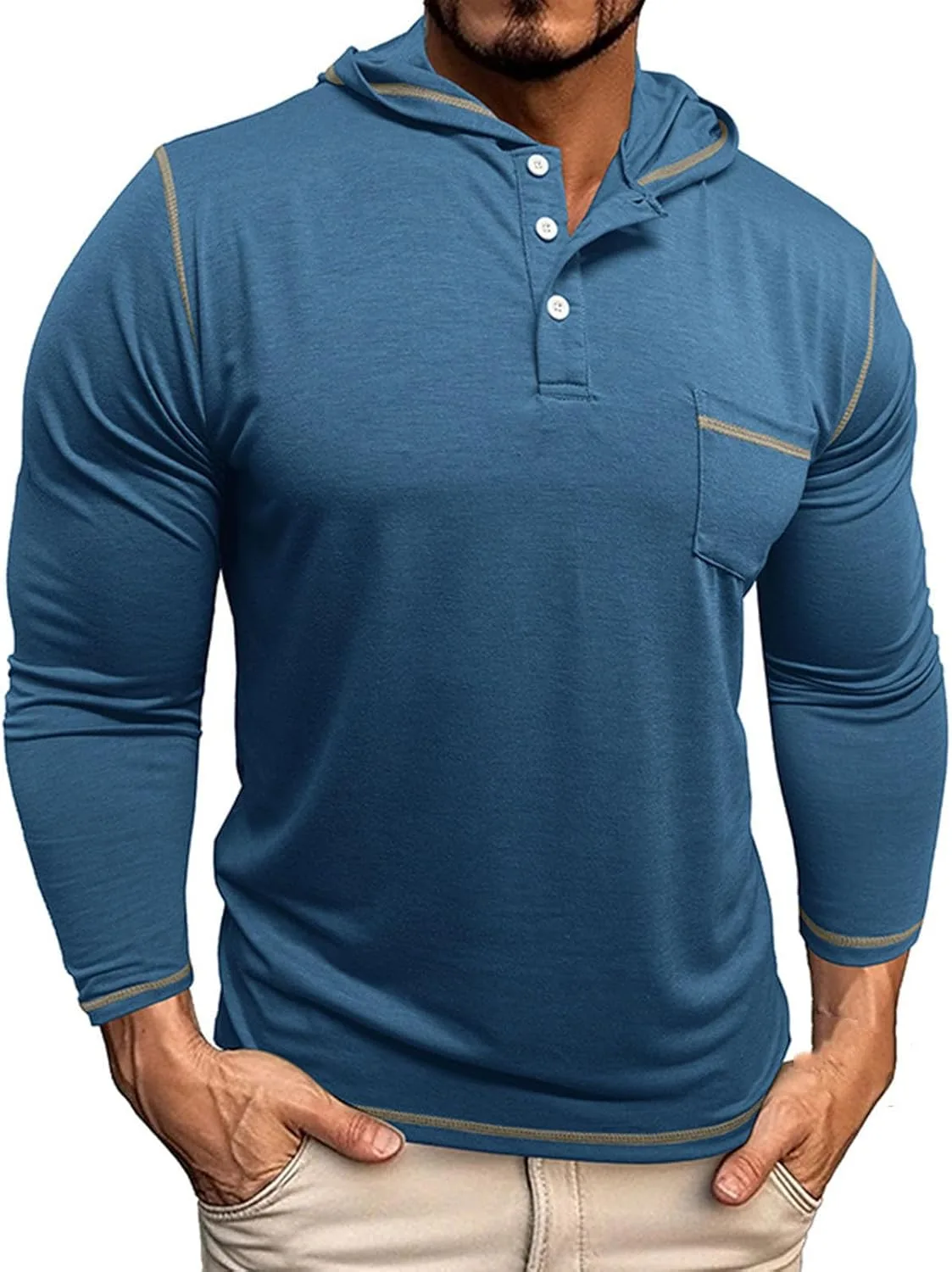 

Мужская стильная толстовка с капюшоном и планкой Cambkatl