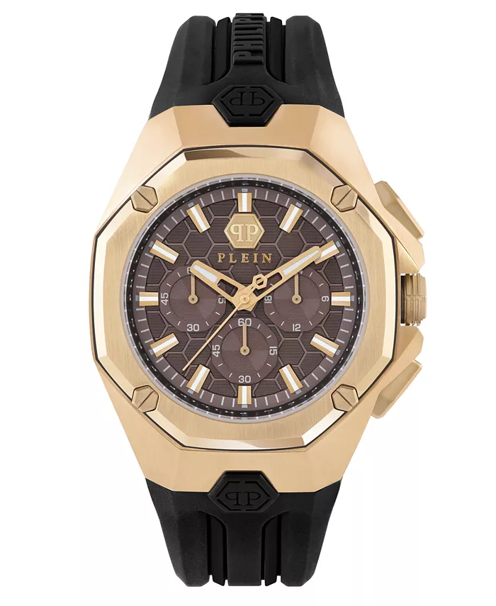 

Мужские часы-хронограф Octagon с черным силиконовым ремешком 44 мм Philipp Plein