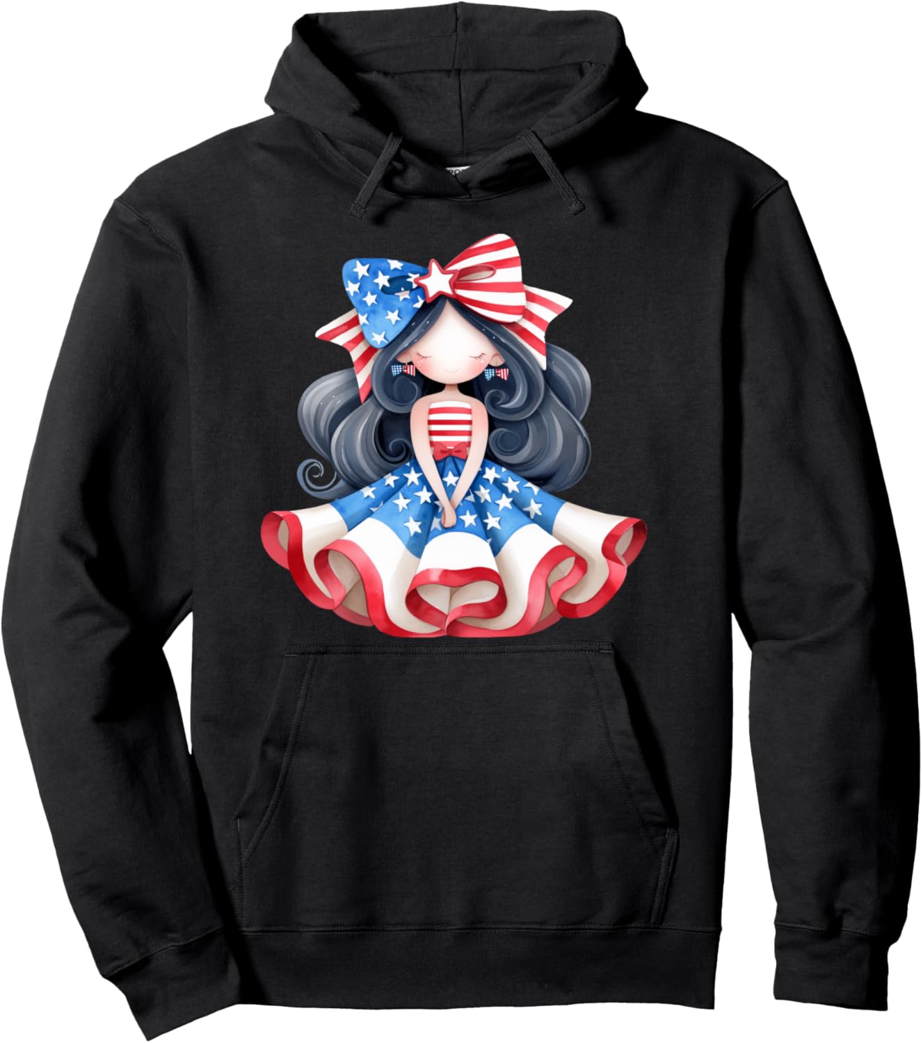 

Симпатичная патриотическая толстовка с американским флагом Girls 4Th Of July Tees Nyc, черный