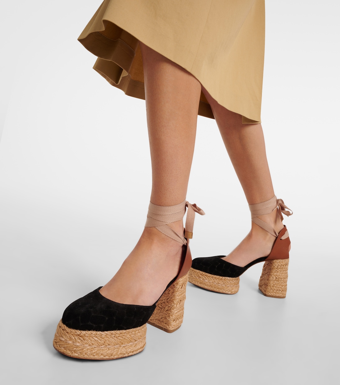 Бриджиссима 70 эспадрильи-сандалии Christian Louboutin, Black/Cuoio/Lin Black — фото 4