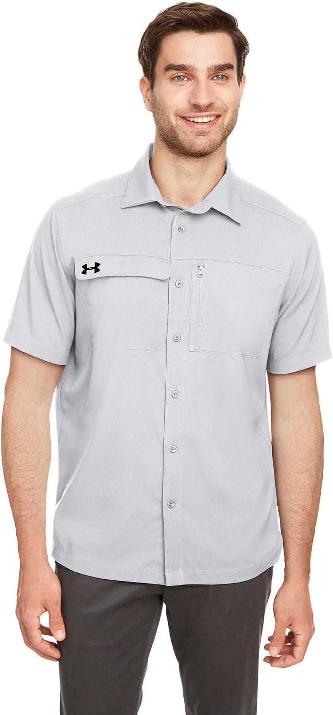 

Under Armour мужская футболка Motivator Coach's Button Up, Halo Gray/Stealth Gray