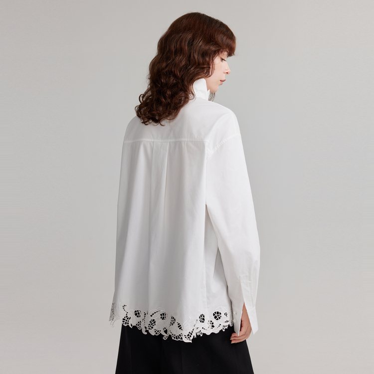 

ELLE Рубашка Women's White Stand Collar Moderate