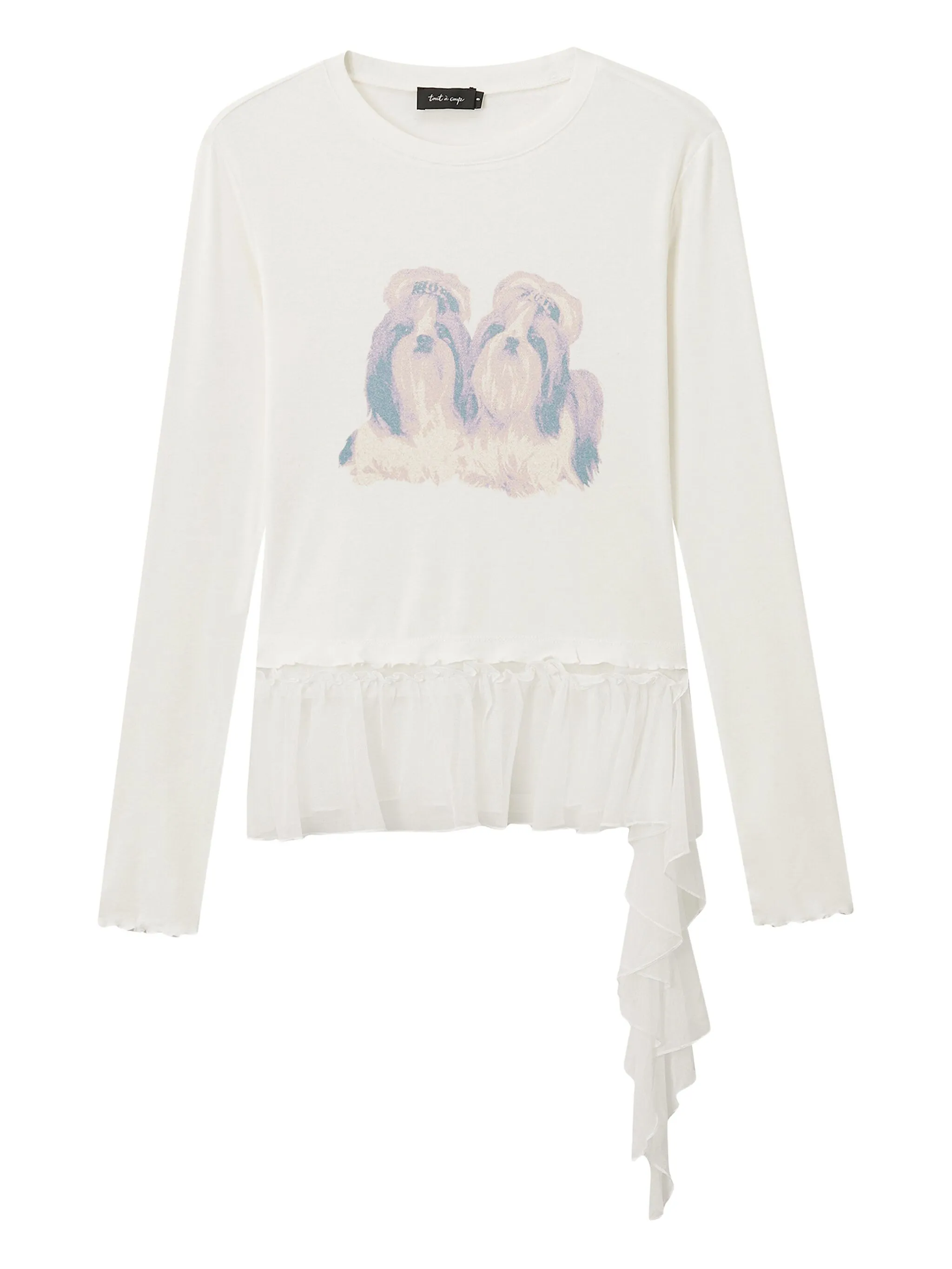 

Футболка с оборками и принтом Tout A Coup, белый