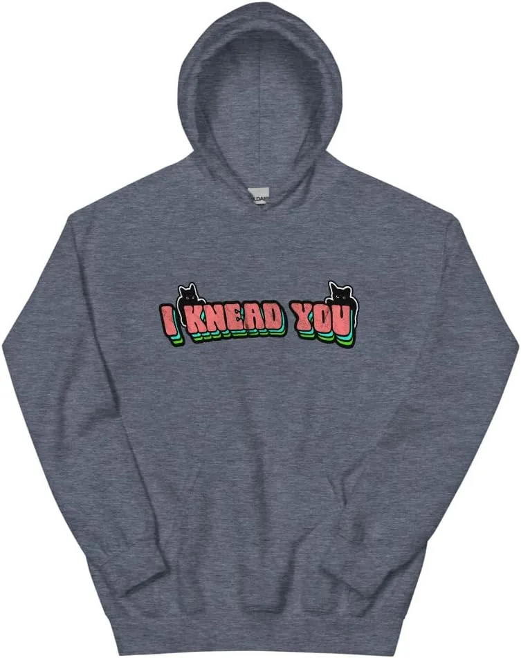 Толстовка с капюшоном Heavy Blend в ретро-стиле с принтом "Catnip Clipart | I Knead You" и милой шуткой про кошек Generic, темно-синий