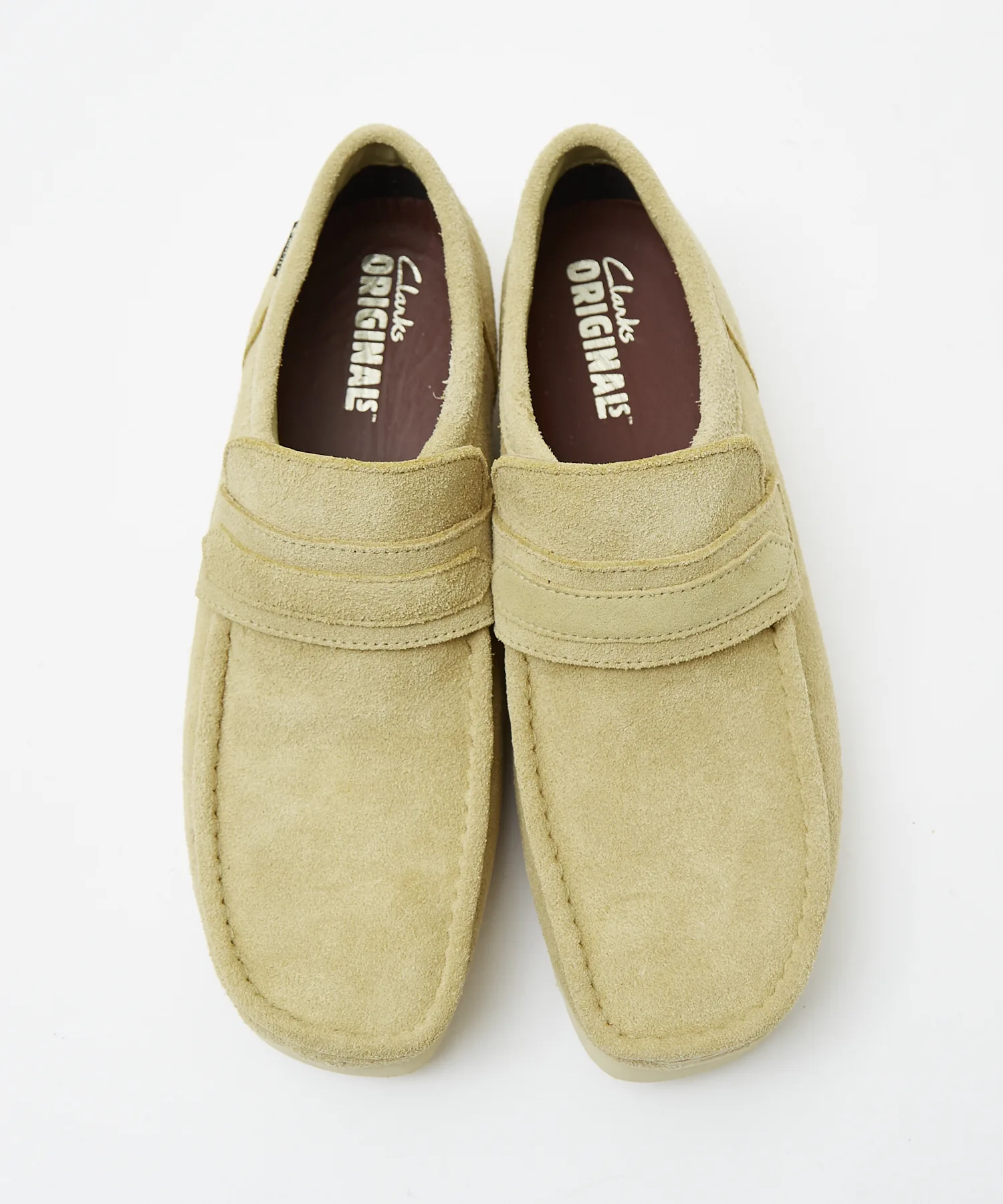 Унисекс кожаные кроссовки-лоферы Clarks Wallabee Loafer GTX бежевые — фото 2