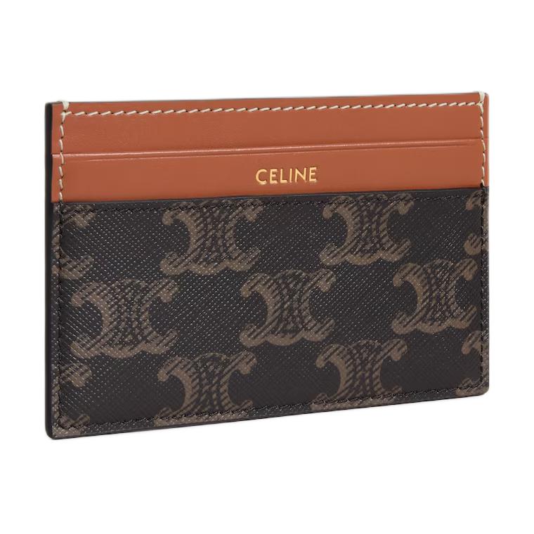 CELINE Кошелек Triomphe Canvas With Calfskin Card Holder Medium Women's Black & Brown — фото 2