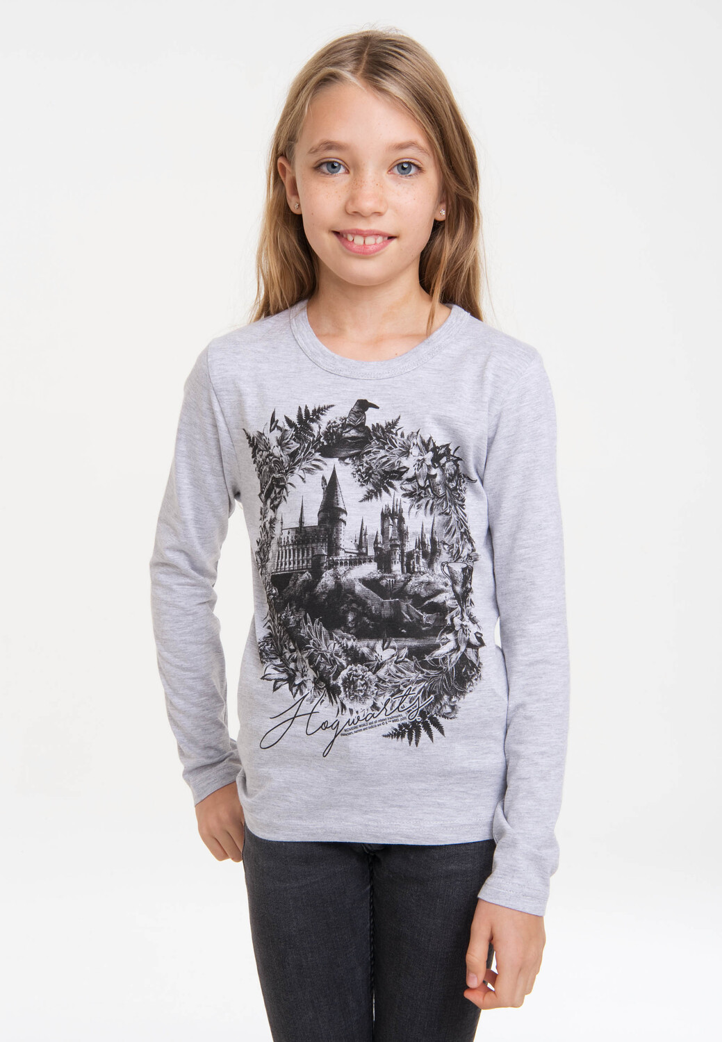 Лонгслив Logoshirt Langarmshirt Harry Potter Hogwarts Schloss, цвет grau meliert — фото 2