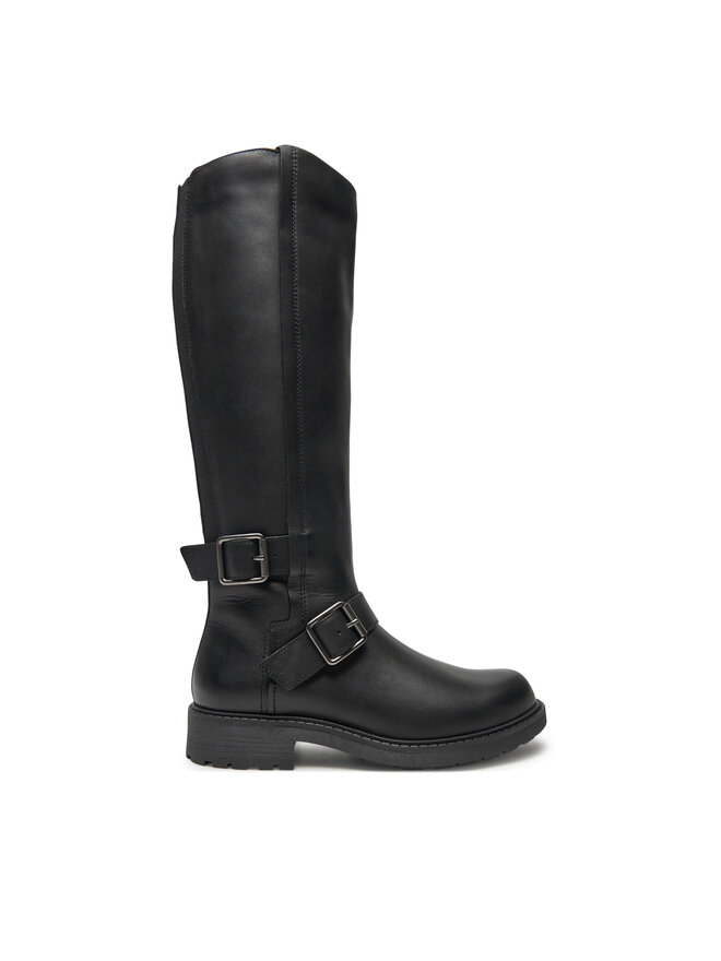Сапоги женские Clarks высокие кожаные с ремешками, черный