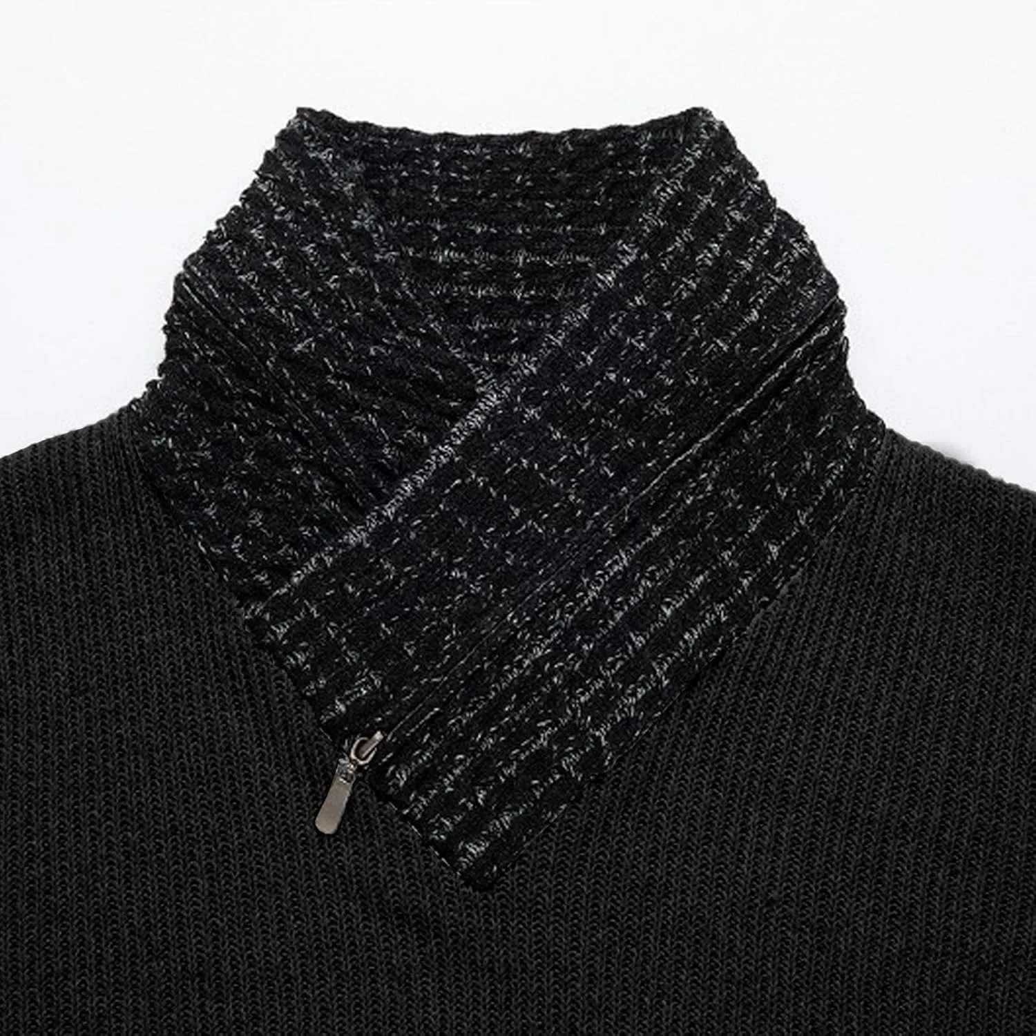 Мужской свитер с воротником-шалью и высоким воротом, Slim Fit — фото 4
