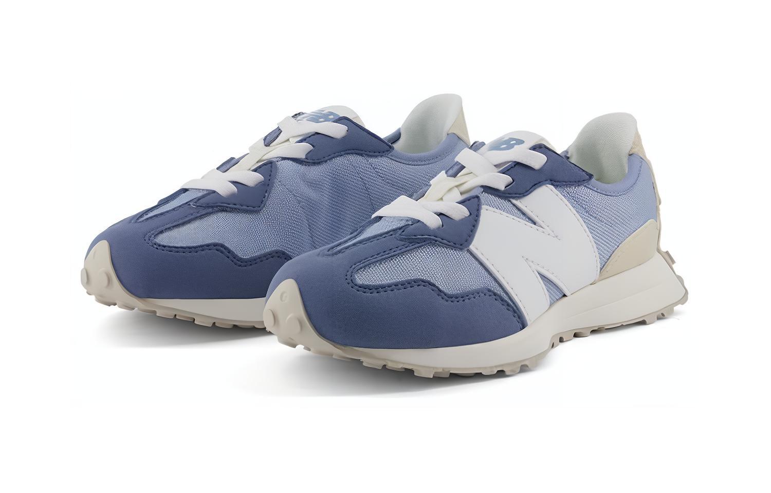 New Balance NB 327 Износостойкие, дышащие низкие детские повседневные кроссовки серо-синего цвета для детей от 3 до 7 лет — фото 3