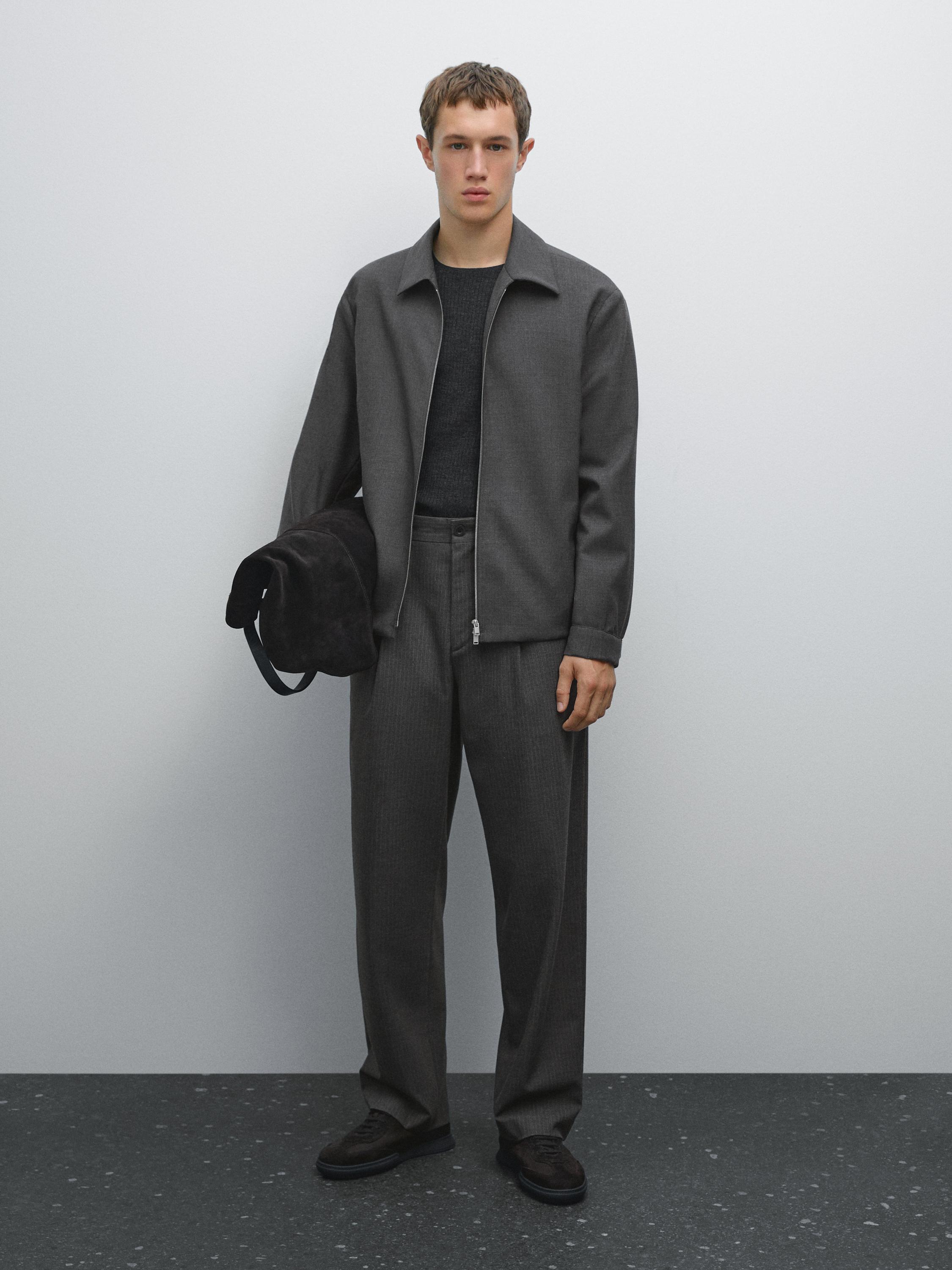 

Свободные брюки в тонкую полоску Massimo Dutti, серый