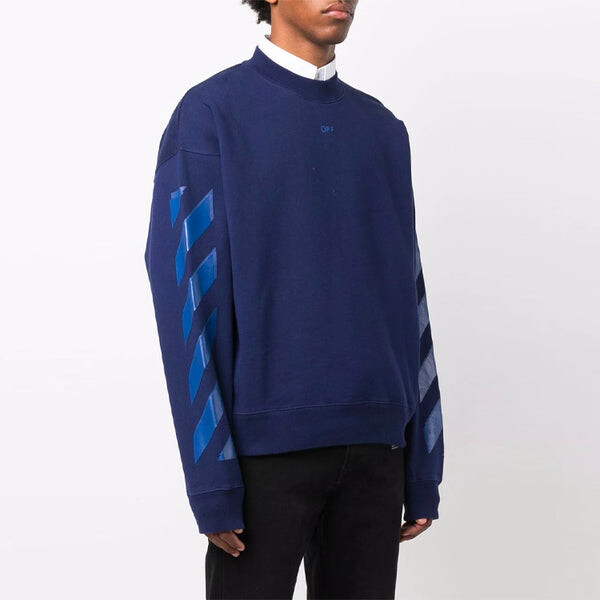 Толстовка men's fw21 rubber arrow geometry pattern round neck long sleeves loose fit blue Off-White, мультиколор — фото 4