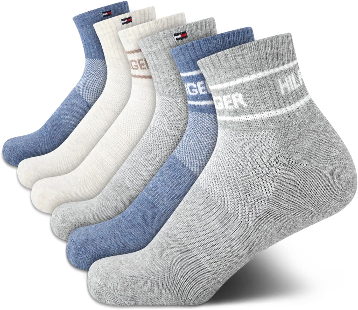 

Женские носки Tommy Hilfiger Flag Sport Cushion Short Crew Socks, 6 пар, Oatmeal Heather