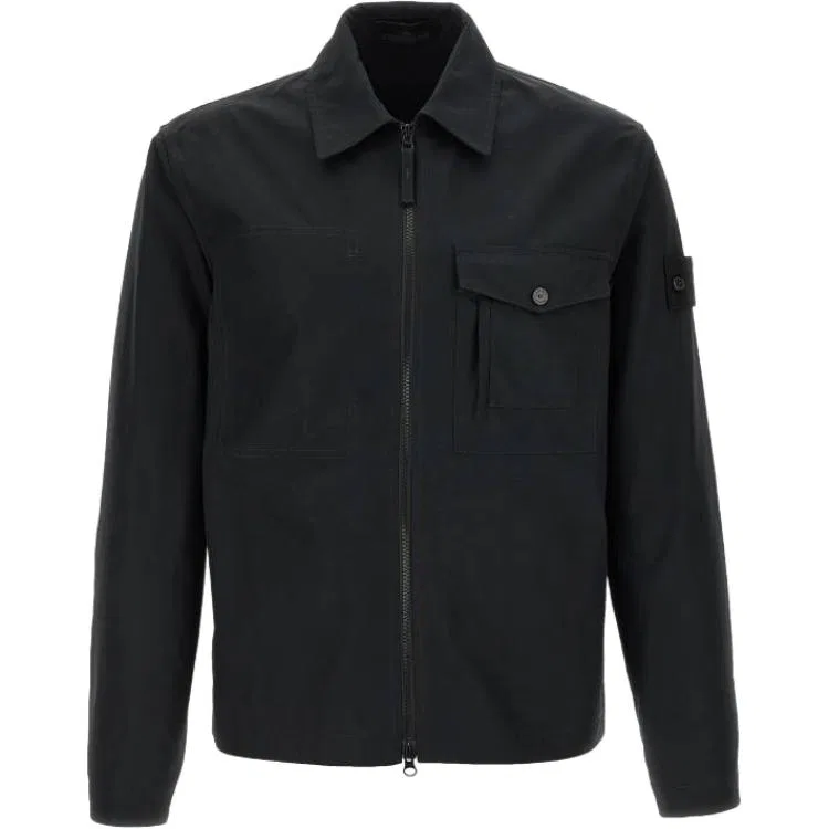 Stone Island Logo Patch Zip-Up Overshirt