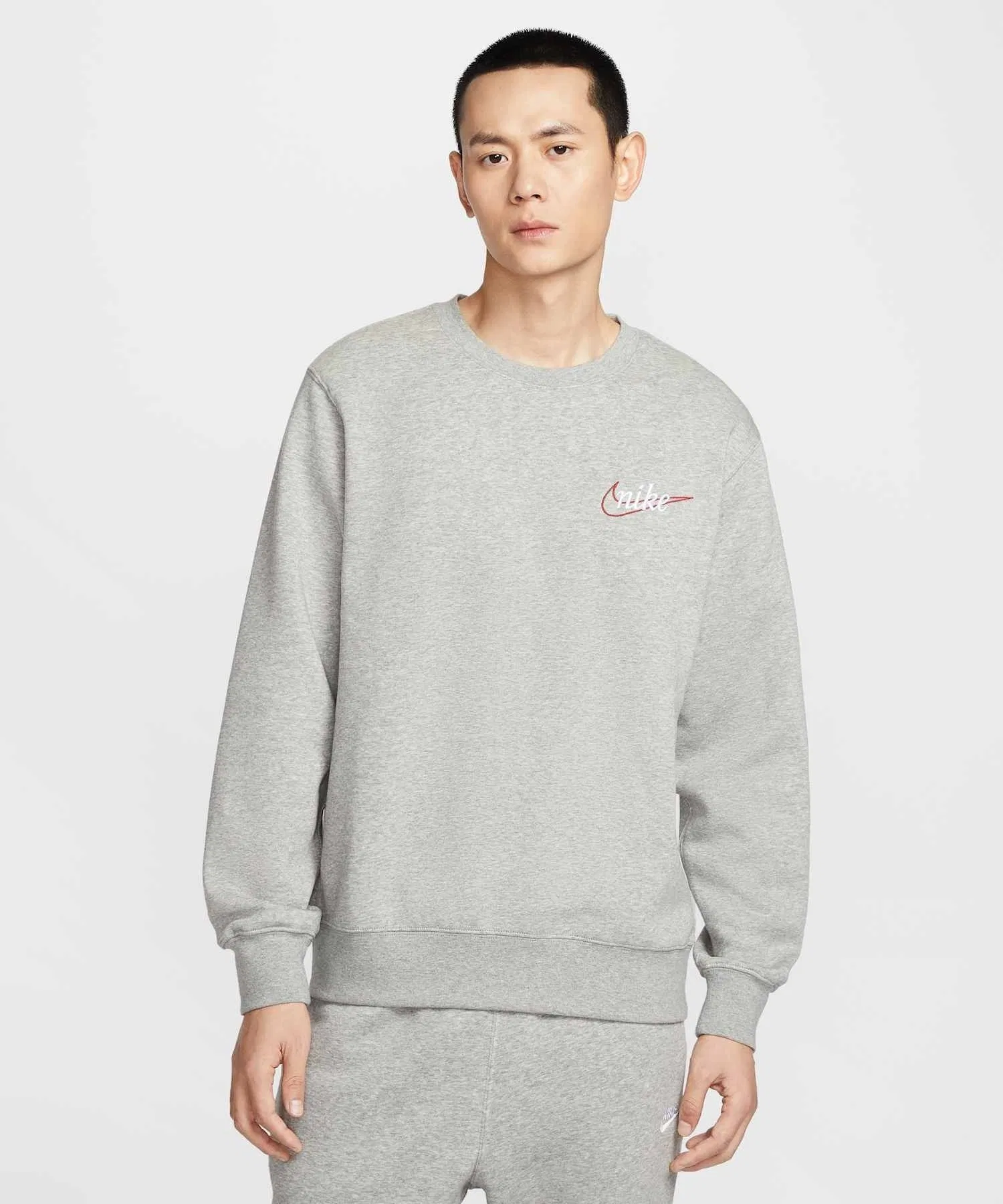 Мужская флисовая толстовка Nike Sportswear Club с круглым вырезом IF0680-063, темно-серый меланж