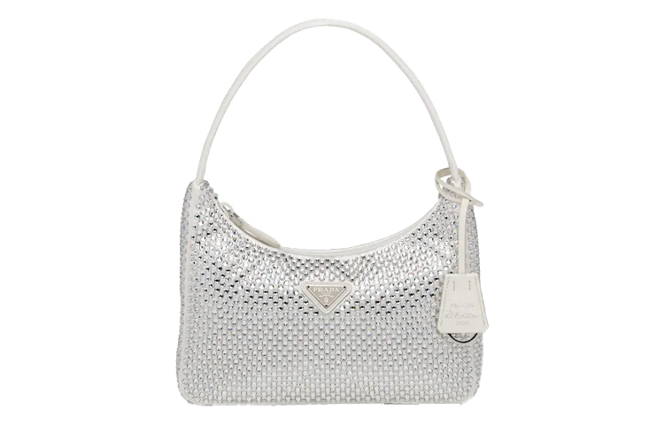 

PRADA Хобо атласная сумка через плечо женская белая