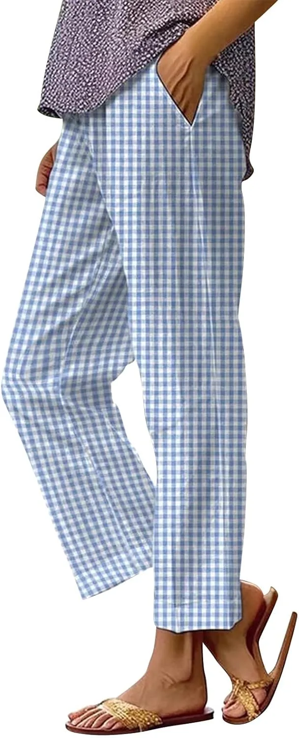 

Льняные джоггеры для женщин Casual Print Plus Size MTIZJDYX