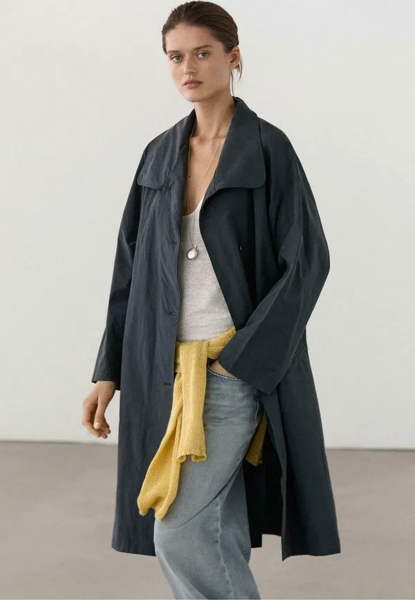 Классический тренч с высоким воротником и классическим пальто Massimo Dutti, Dark Blue