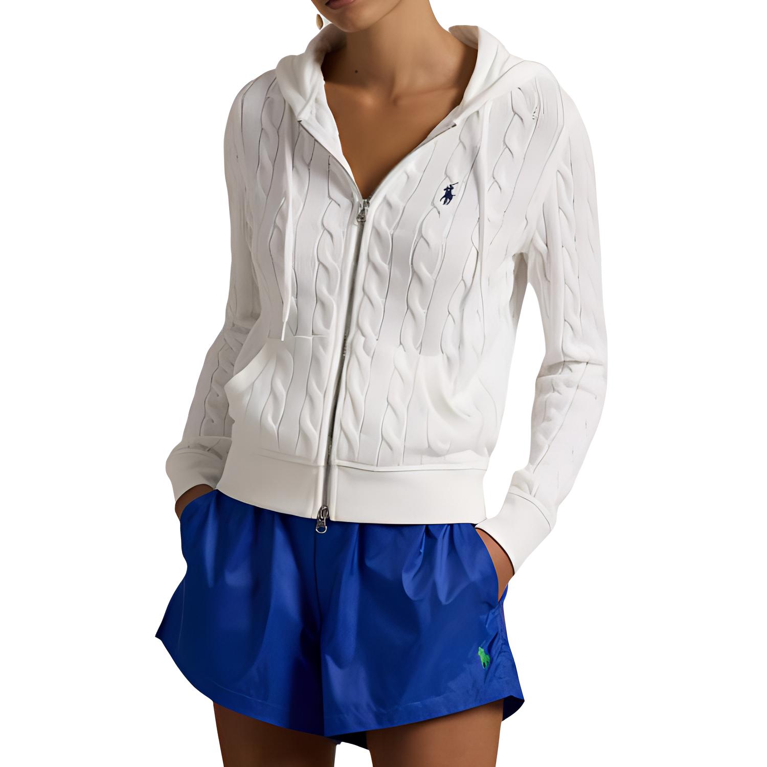 Топ Cable Knit Full Zip Hoodie Polo Ralph Lauren, белый — фото 3