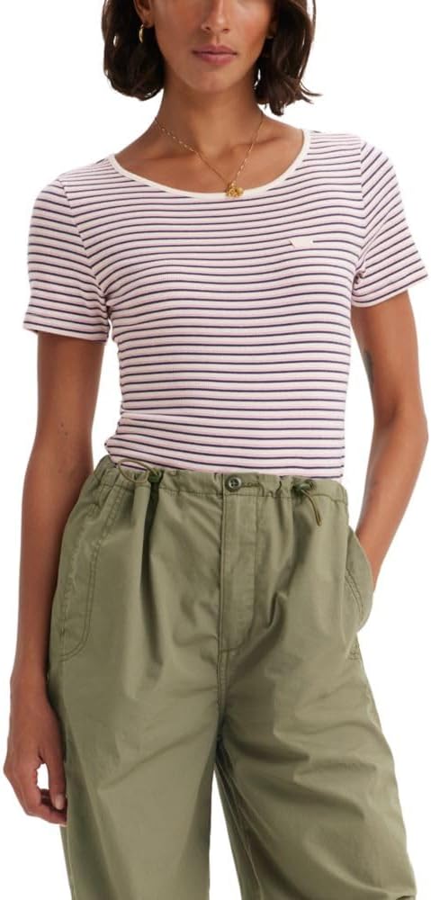 

Женская рубашка Levi's Honey с коротким рукавом, (New) Julip Stripe Naval Academy