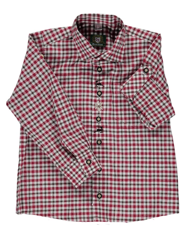 

Детская традиционная рубашка Клайом средне-красного цвета OS-Trachten