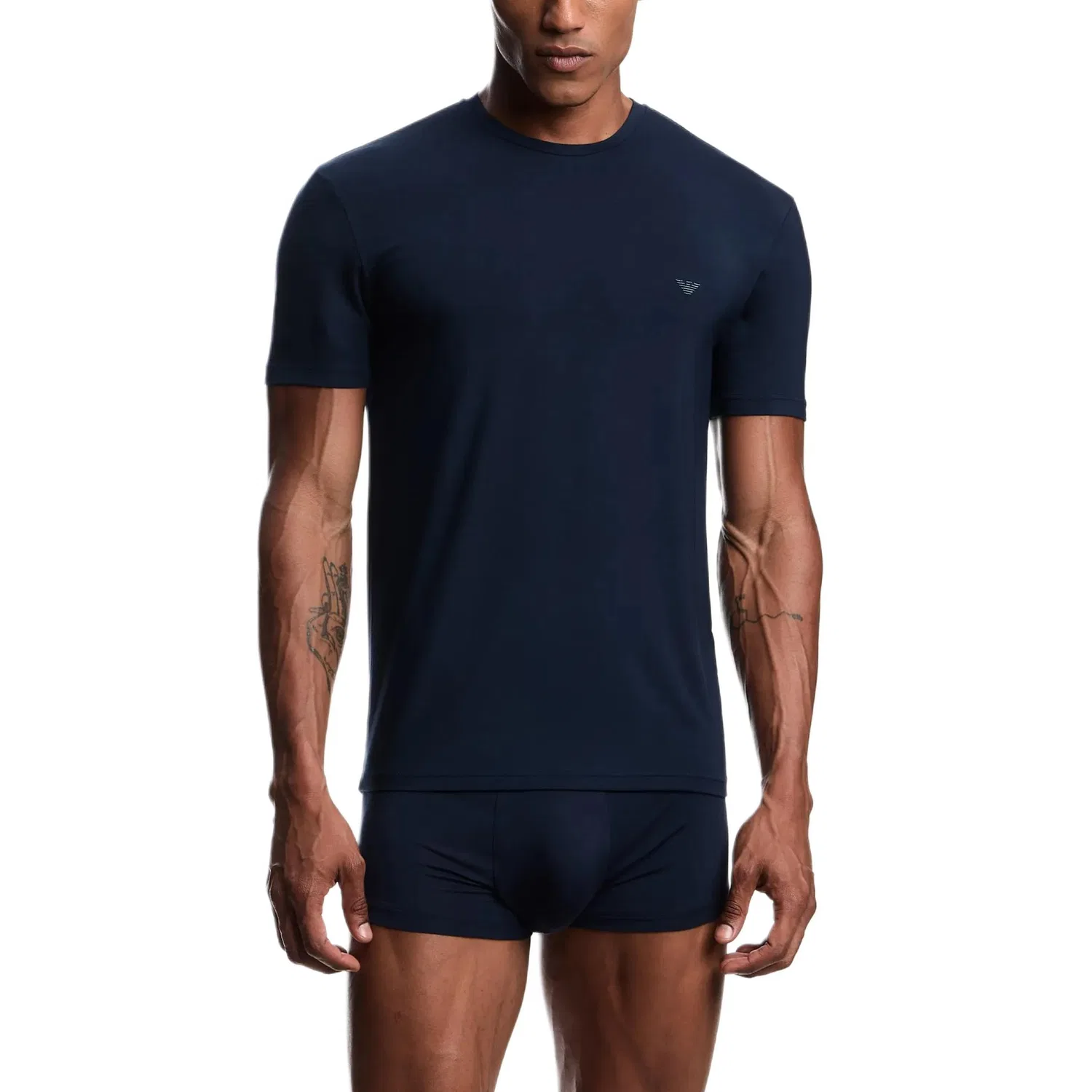 Футболка мужская темно-синяя с круглым вырезом, прямой крой EMPORIO ARMANI, Dark Blue — фото 3