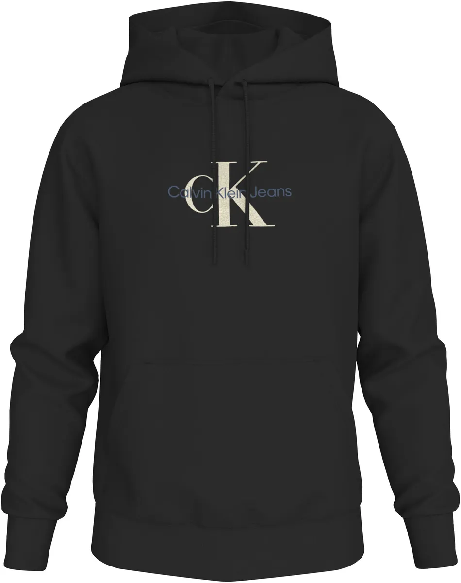 

Толстовка Calvin Klein Jeans Plus с капюшоном Plus Distressed Monologo Hoodie, большие размеры с принтом логотипа, цвет Ck Black