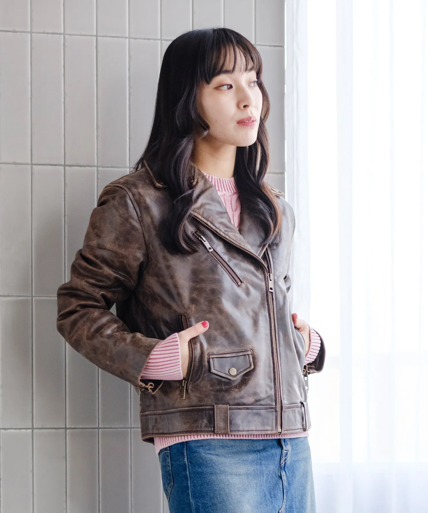 Куртка кожаная Levi's мотоциклетная из натуральной кожи коричневая
