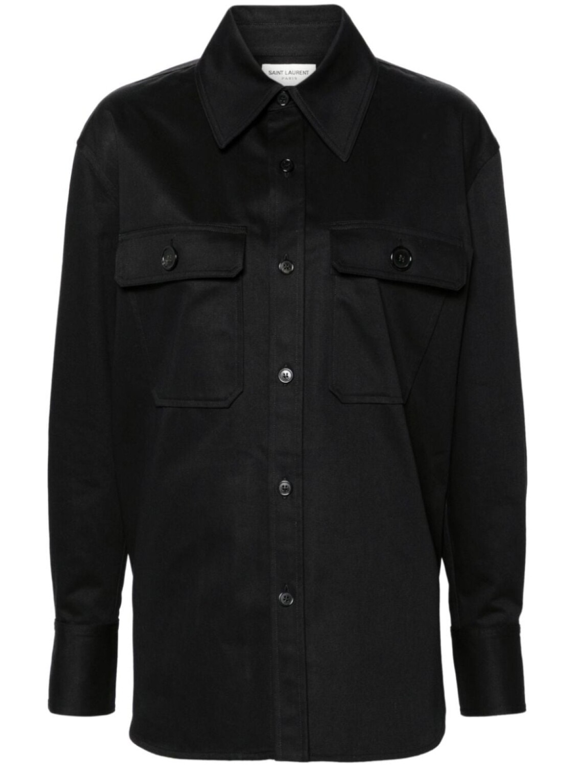 

Рубашка из хлопкового твила Saharienne Saint Laurent, черный