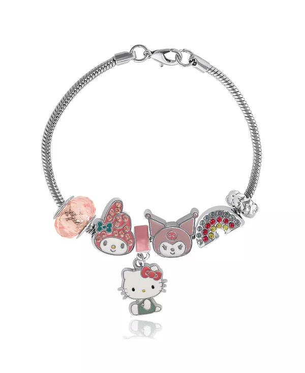 

Браслет Sanrio с подвесками Hello Kitty, My Melody и Куроми, браслет из радуги и бусин Hello Kitty, pink