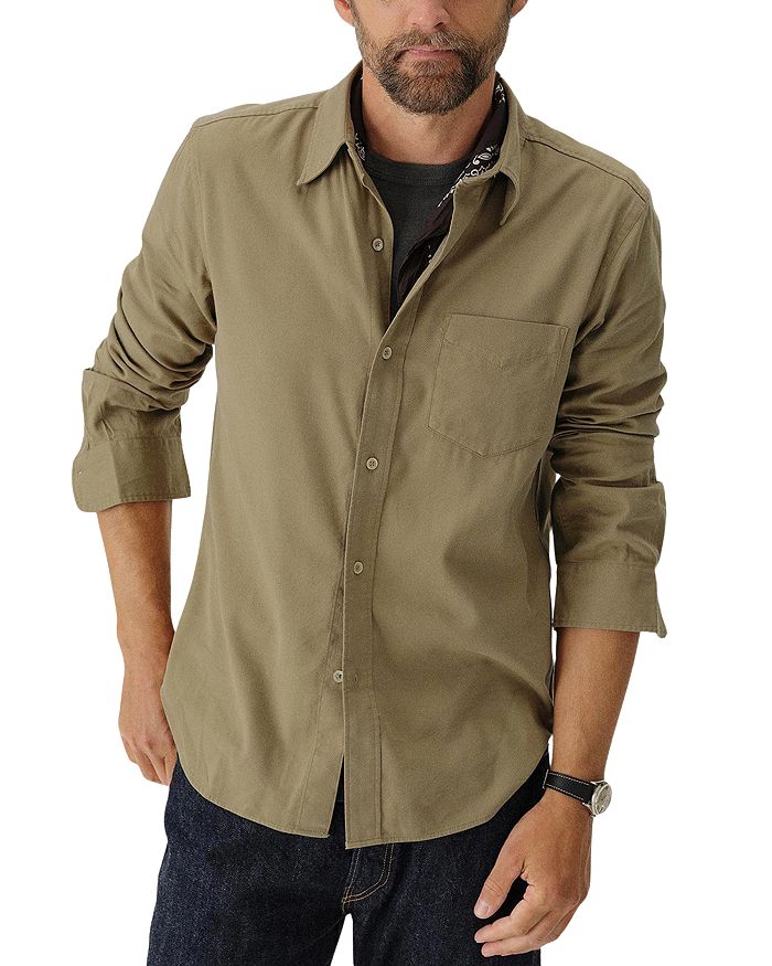 

Рубашка из твила с драпировкой и пуговицами Buck Mason, зеленый