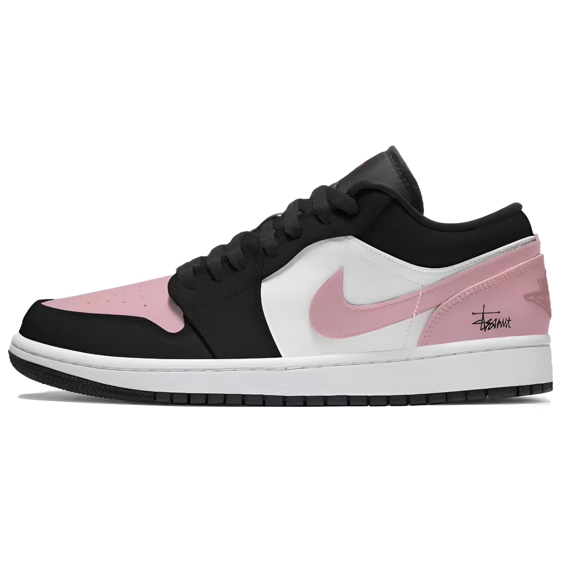 

Jordan Кроссовки Air 1 Pink Ink Abrasion Resistant Low top Vintage мужские черно-розовые