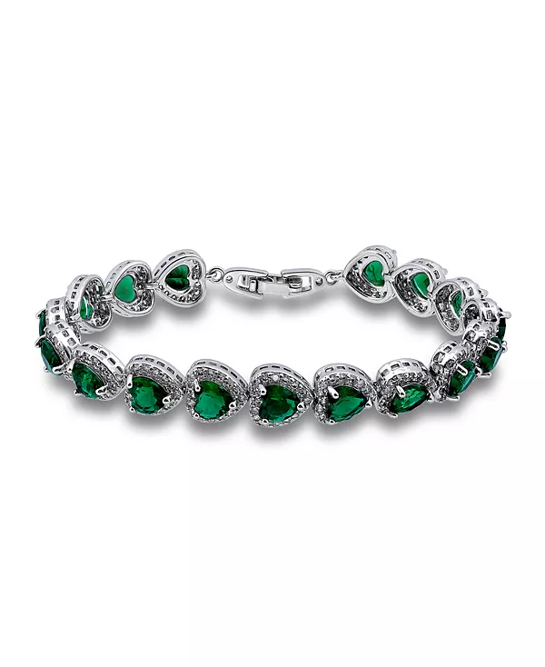 

Браслет-Цепочка в форме сердца из зеленого стекла с кубическим цирконием Macy'S, green