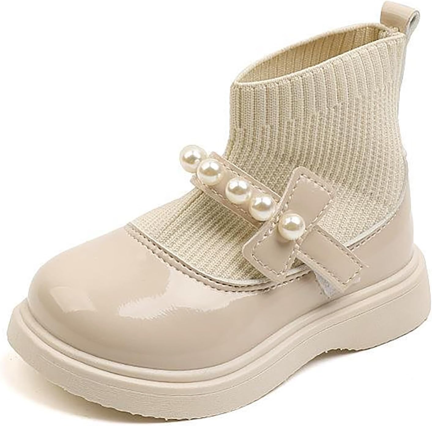 

Ботинки IWIHMIV для девочек, зимняя обувь для малышей, носочные ботильоны для девочек, осенние кожаные удобные ботинки для маленьких детей, Beige