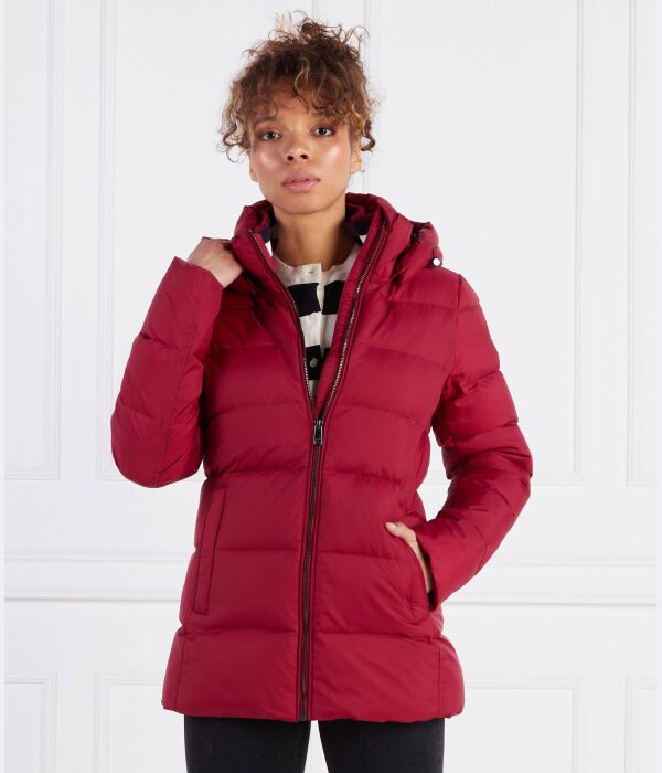 Пуховик женский Tommy Hilfiger с капюшоном, бургундия — фото 3