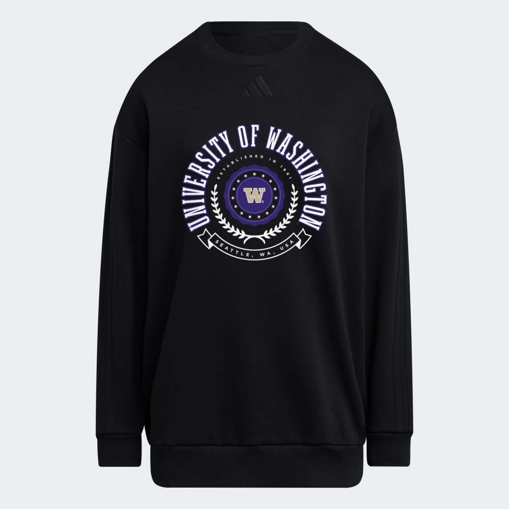 

Толстовка Adidas Washington Huskies Women's Exclusive 3-Stripes Oversized Crew, цвет Black/Ncaa-Wtn-6va