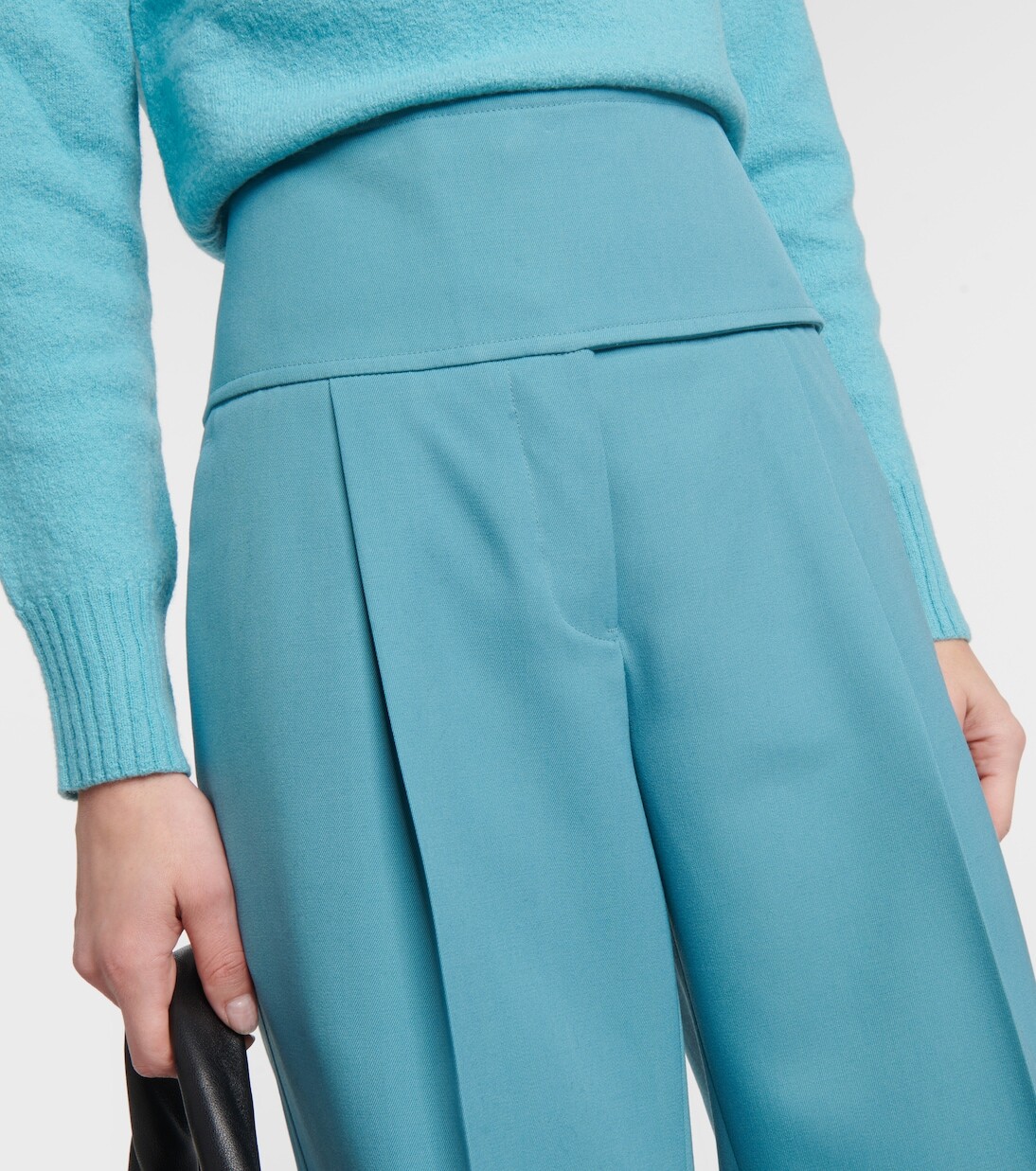 Широкие брюки со складками из шерсти Jil Sander, зеленый — фото 4
