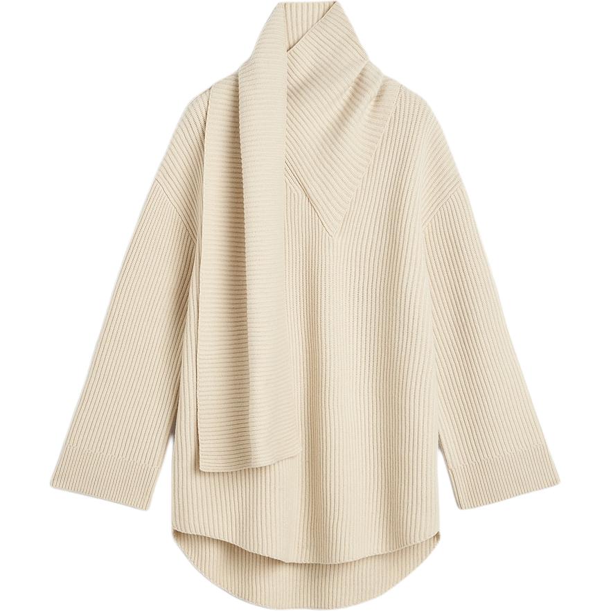 

Свитер с прикрепленным шарфом TOTEME, Экрю