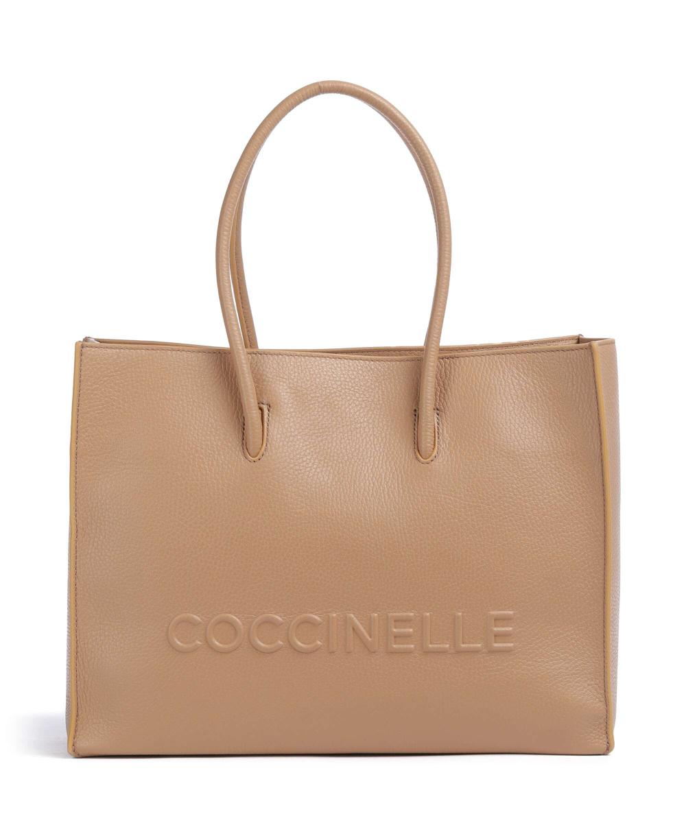 

Сумка-Шоппер Myrtha maxi с логотипом из зернистой кожи Coccinelle, коричневый