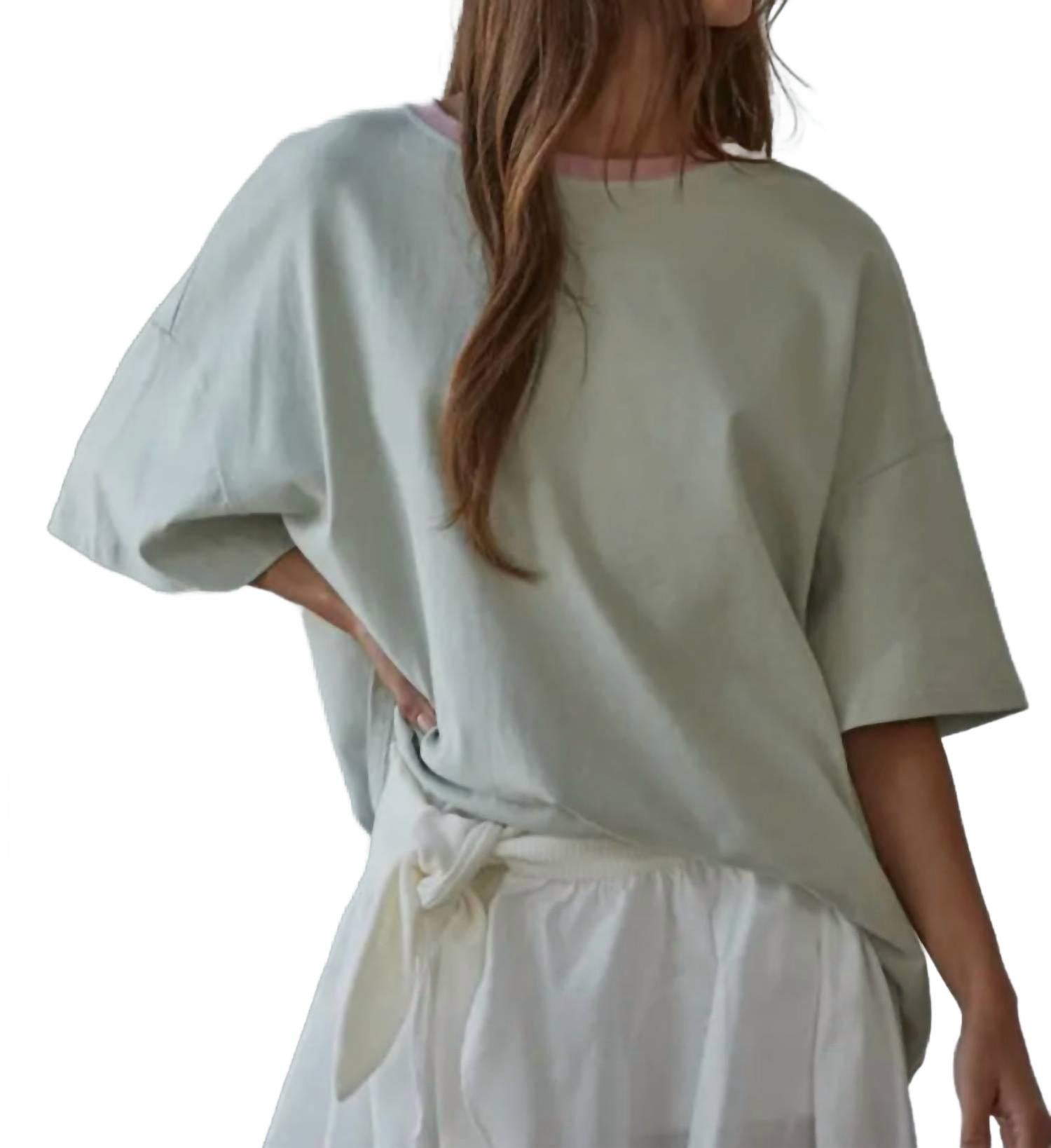 

By Together Топ с контрастным круглым вырезом, цвет шалфей