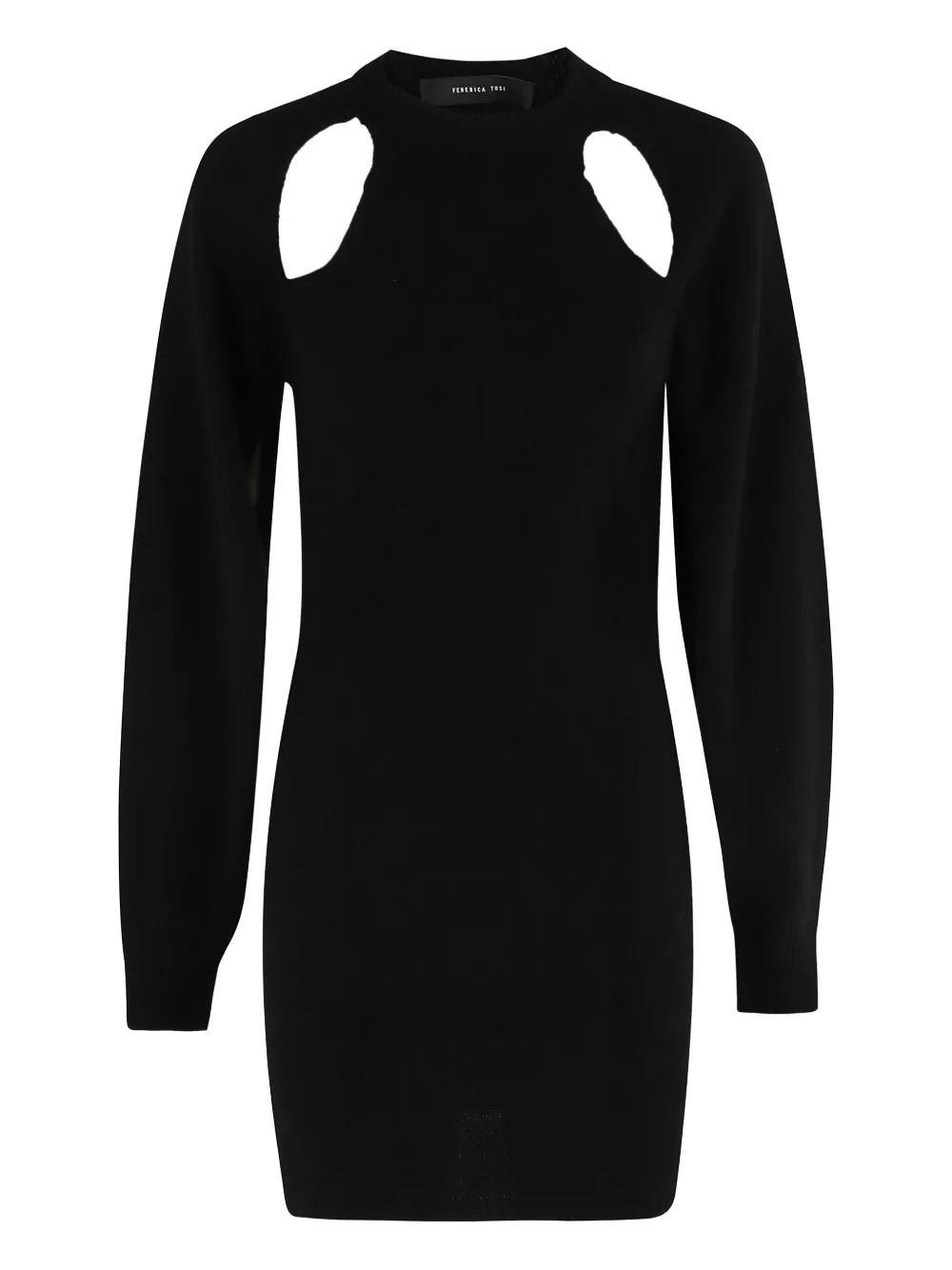 

Мини-платье с вырезами и длинными рукавами Federica Tosi, черный