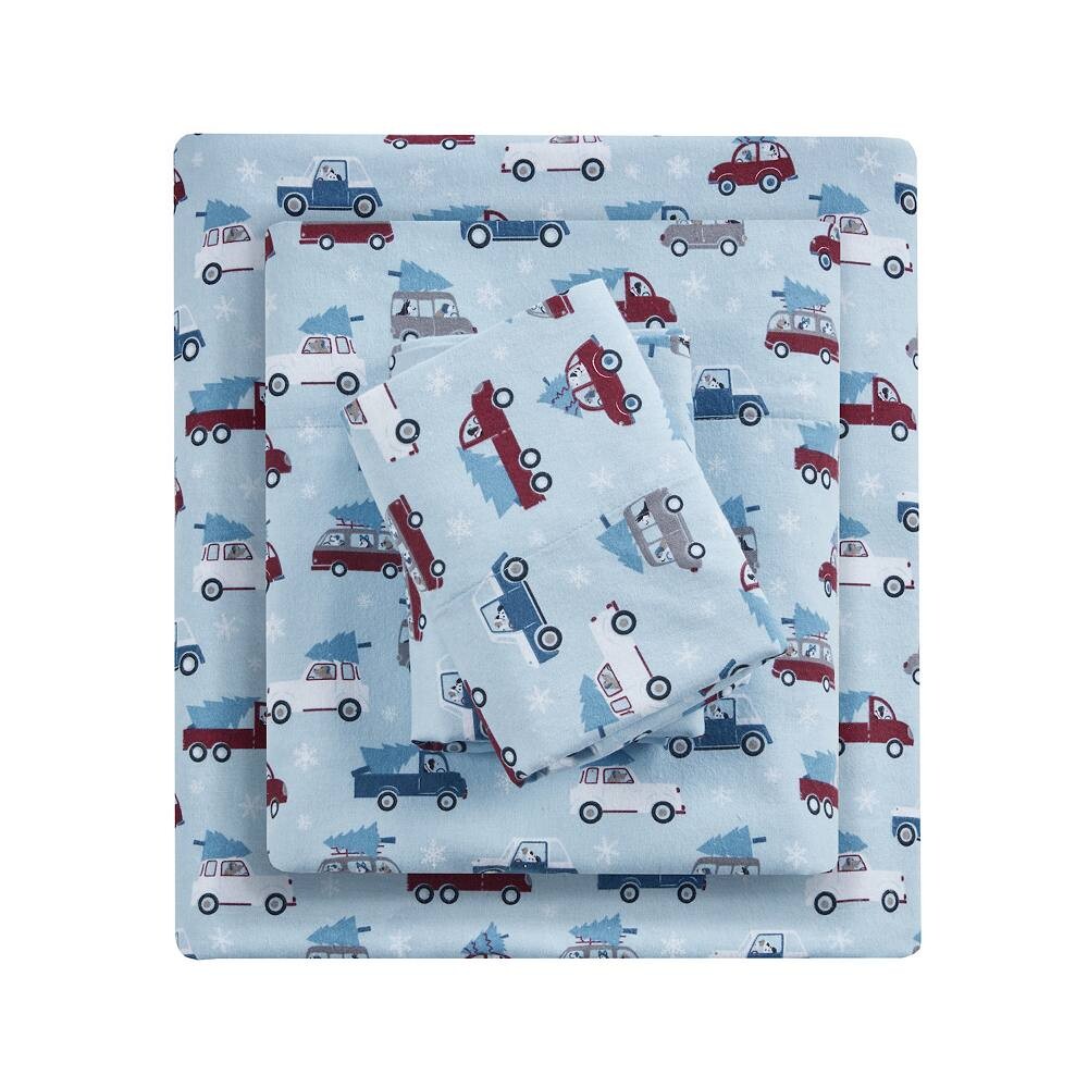 

Комплект постельного белья True North от Sleep Philosophy Cosy из хлопковой фланели, цвет Blue Cars