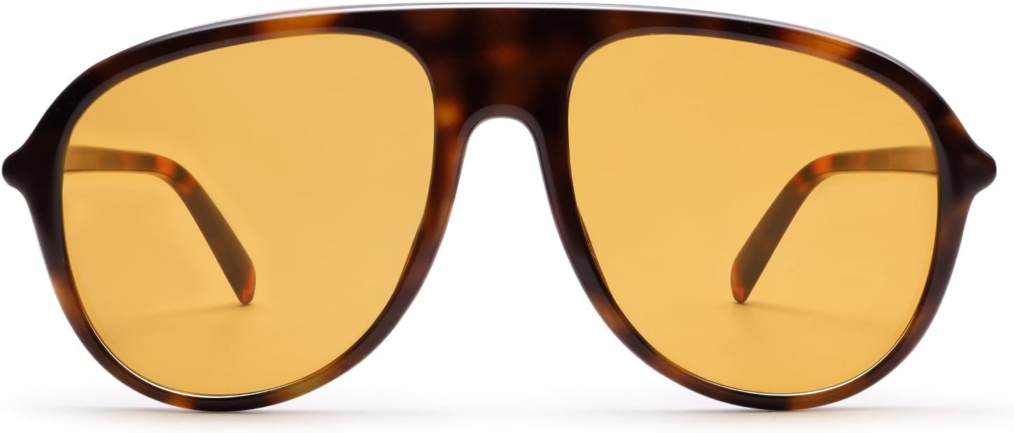 

Солнцезащитные очки-авиаторы VANLINKER большого размера для женщин и мужчин, модные, в стиле ретро 70-х, большие солнцезащитные очки VL9911, C4-light Orange Lens/Tortoise Frame