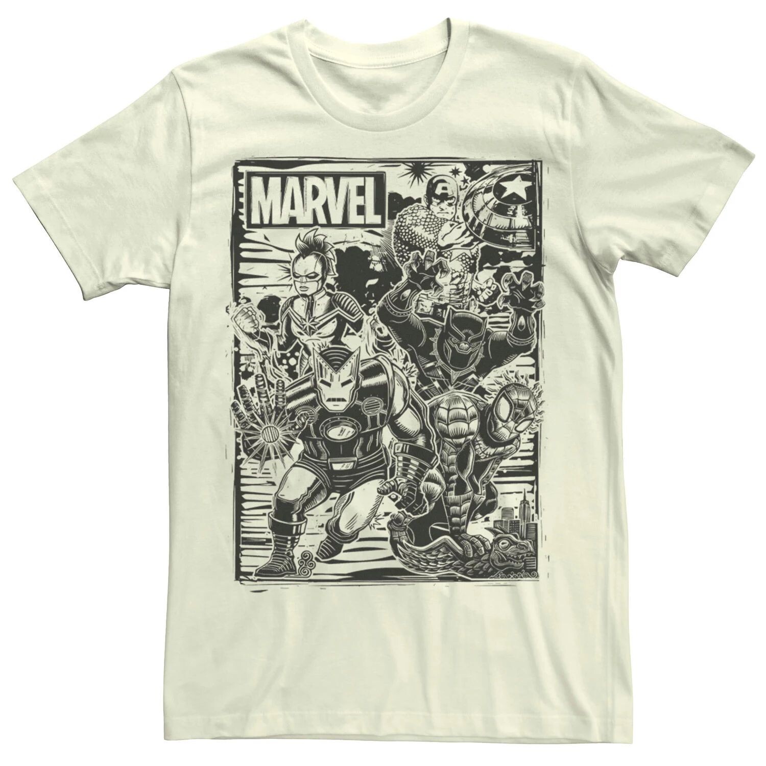 

Мужская классическая футболка с плакатом с чернилами для групп Marvel